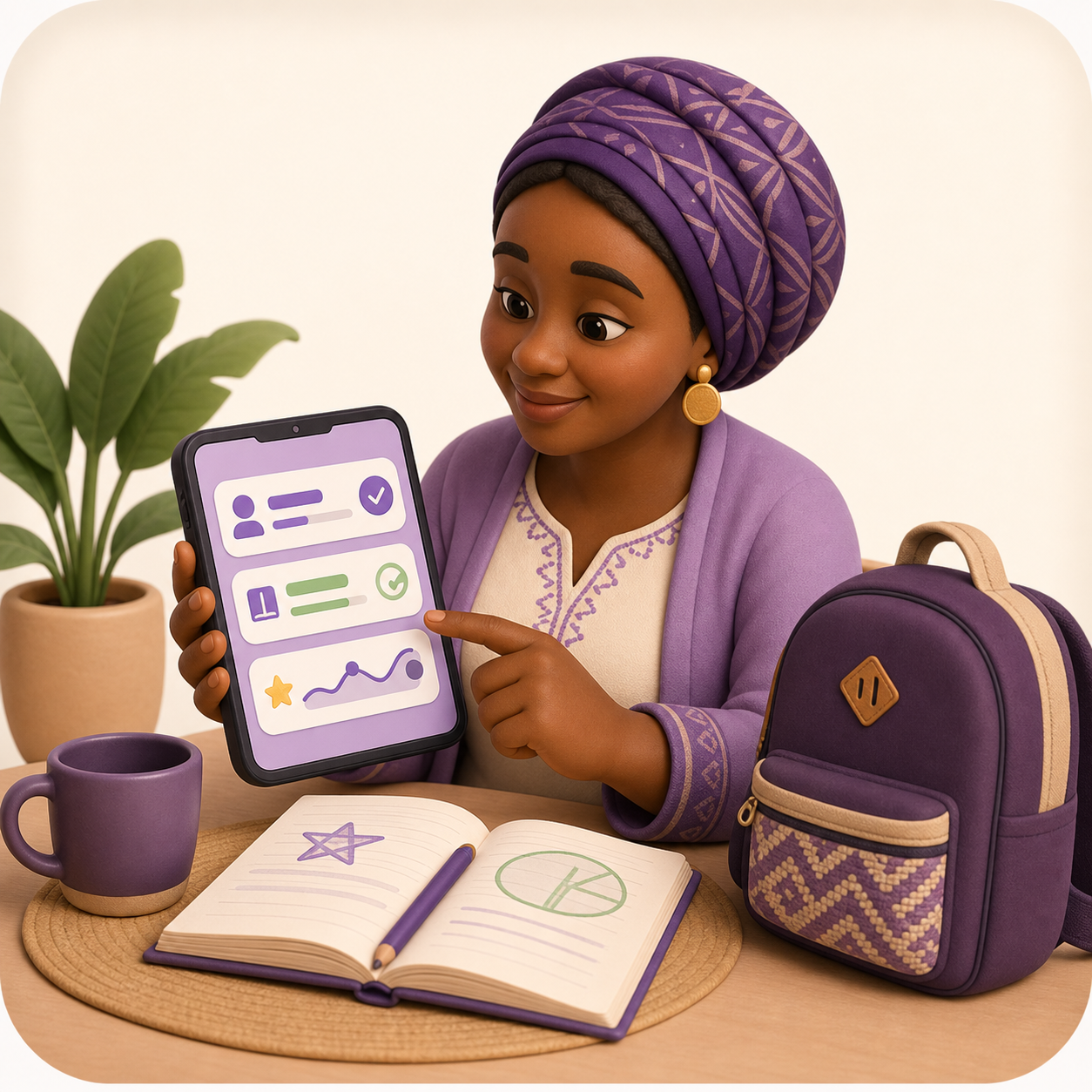 Parent reviewing learner progress on a phone